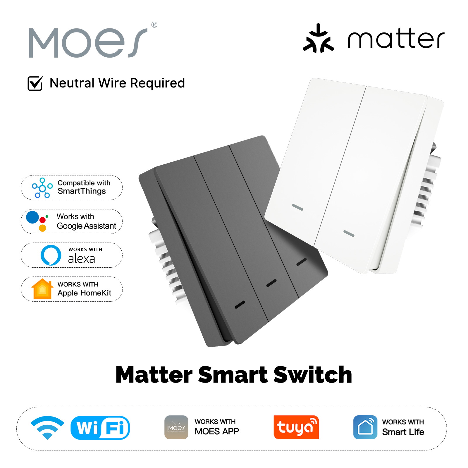 MOES Matter Tuya WiFi Interrup - Smart Light Switch Wifi avaliação e preço